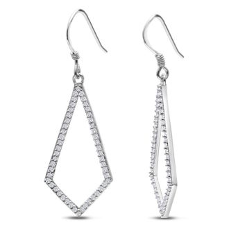 1/2ct Diamond Geometric Dangle Earrings Crafted In Solid Sterling Silver