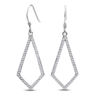 1/2ct Diamond Geometric Dangle Earrings Crafted In Solid Sterling Silver