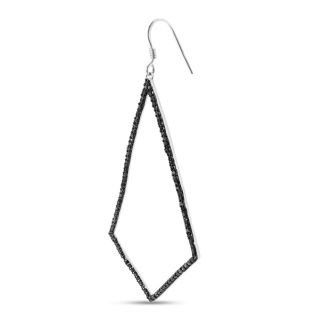 1ct Black Diamond Geometric Dangle Earrings Crafted In Solid Sterling Silver