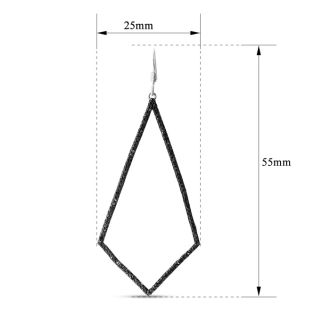 1ct Black Diamond Geometric Dangle Earrings Crafted In Solid Sterling Silver