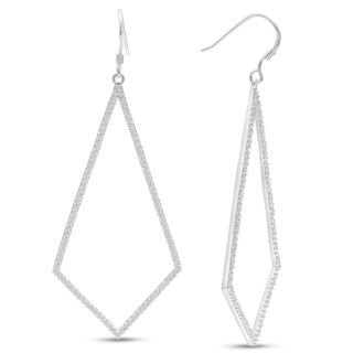 1ct Diamond Geometric Dangle Earrings Crafted In Solid Sterling Silver