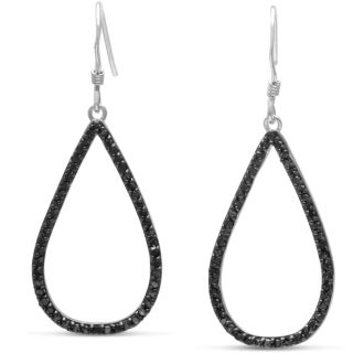 1/2ct Black Diamond Teardrop Dangle Earrings Crafted In Solid Sterling Silver