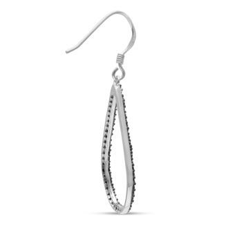 1/2ct Black Diamond Teardrop Dangle Earrings Crafted In Solid Sterling Silver