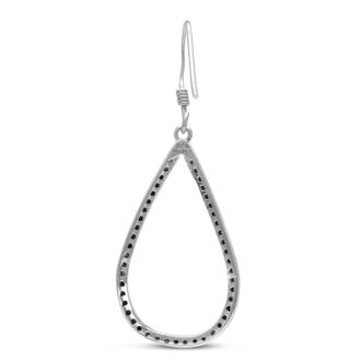 1/2ct Black Diamond Teardrop Dangle Earrings Crafted In Solid Sterling Silver