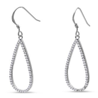 1/2ct Diamond Teardrop Dangle Earrings Crafted In Solid Sterling Silver