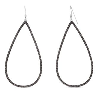 1ct Black Diamond Teardrop Dangle Earrings Crafted In Solid Sterling Silver