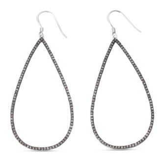 1ct Black Diamond Teardrop Dangle Earrings Crafted In Solid Sterling Silver