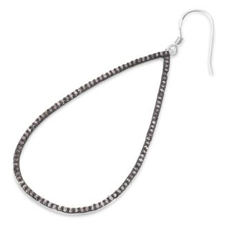 1ct Black Diamond Teardrop Dangle Earrings Crafted In Solid Sterling Silver