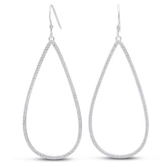1ct Diamond Teardrop Dangle Earrings Crafted In Solid Sterling Silver