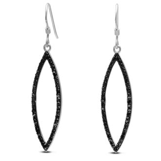 1/2ct Black Diamond Leaf Dangle Earrings Crafted In Solid Sterling Silver