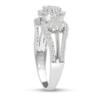 1ct Pave Three Stone Style Diamond Engagement Ring Crafted In Solid White Gold