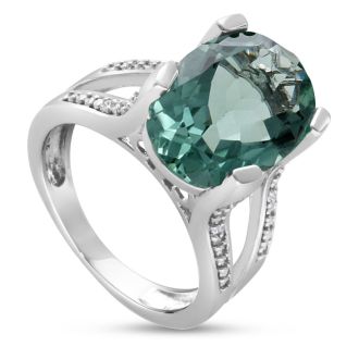 5 ½ Carat Oval Green Amethyst and Diamond Ring
