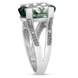 5 ½ Carat Oval Green Amethyst and Diamond Ring
