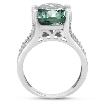 5 ½ Carat Oval Green Amethyst and Diamond Ring
