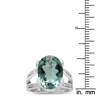 5 ½ Carat Oval Green Amethyst and Diamond Ring
