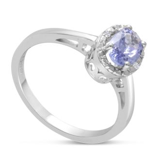 3/4ct Oval Tanzanite and Diamond Halo Ring

