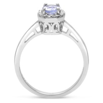 3/4ct Oval Tanzanite and Diamond Halo Ring
