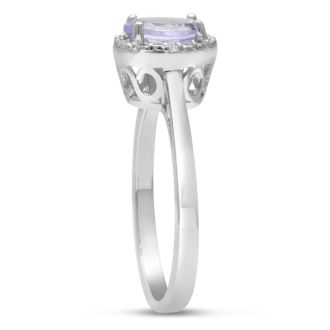 3/4ct Oval Tanzanite and Diamond Halo Ring
