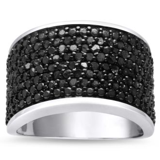 SELLING AT FRACTION OF THE RETAIL PRICE!  1ct Black Diamond 8 Row Ring Crafted In Solid Sterling Silver