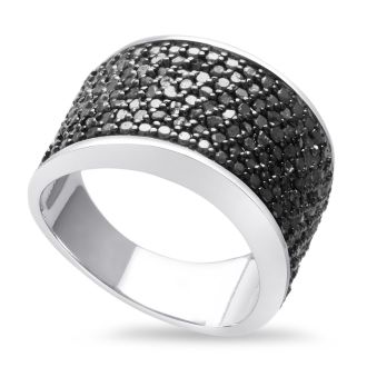 SELLING AT FRACTION OF THE RETAIL PRICE!  1ct Black Diamond 8 Row Ring Crafted In Solid Sterling Silver