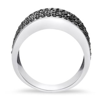 SELLING AT FRACTION OF THE RETAIL PRICE!  1ct Black Diamond 8 Row Ring Crafted In Solid Sterling Silver