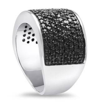 SELLING AT FRACTION OF THE RETAIL PRICE!  1ct Black Diamond 8 Row Ring Crafted In Solid Sterling Silver