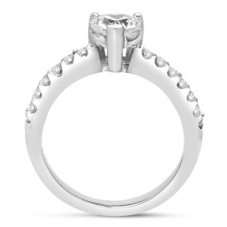 1 1/3ct Heart Shaped Diamond Engagement Ring Crafted in 14 Karat White Gold, Also Available in Yellow and Rose Gold