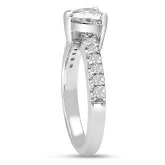 1 1/3ct Heart Shaped Diamond Engagement Ring Crafted in 14 Karat White Gold, Also Available in Yellow and Rose Gold