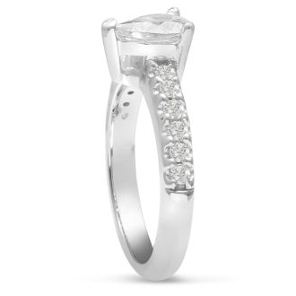 1 1/2ct Pear Shaped Diamond Engagement Ring Crafted in 14 Karat White Gold, Also Available in Yellow and Rose Gold