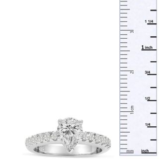 1 1/2ct Pear Shaped Diamond Engagement Ring Crafted in 14 Karat White Gold, Also Available in Yellow and Rose Gold