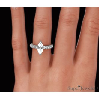 1 1/3 Carat Marquise Cut Diamond Engagement Ring Crafted in 14 Karat White Gold