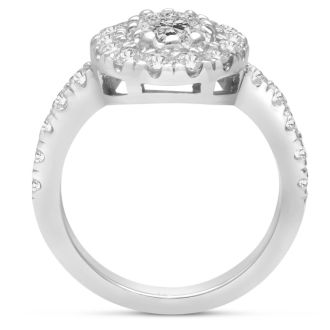 1 1/2 Carat Oval Halo Diamond Engagement Ring in 14 Karat White Gold