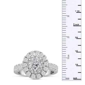 1 1/2 Carat Oval Halo Diamond Engagement Ring in 14 Karat White Gold