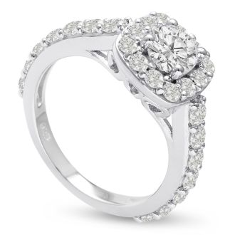 1 3/4 Carat Halo Diamond Engagement Ring in 14 Karat White Gold