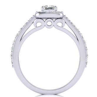 2 Carat Princess Cut Halo Diamond Engagement Ring in 14k White Gold
