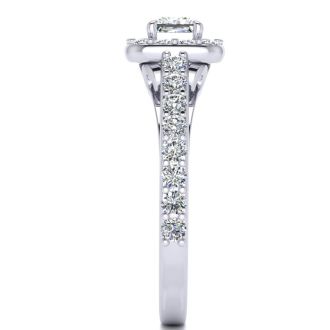 2 Carat Princess Cut Halo Diamond Engagement Ring in 14k White Gold
