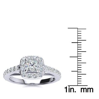 2 Carat Princess Cut Halo Diamond Engagement Ring in 14k White Gold
