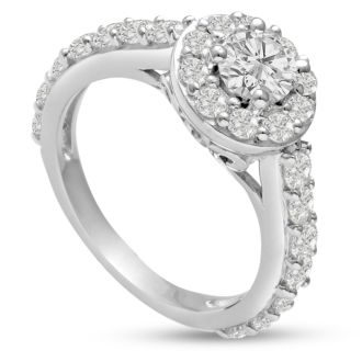 1 1/2ct Diamond Halo Engagement Ring in 14k White Gold
