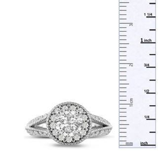 1 3/4 Carat Split Shank Halo Diamond Engagement Ring in 14 Karat White Gold