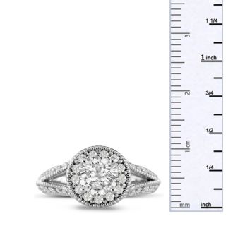 1 3/4 Carat Split Shank Halo Diamond Engagement Ring in 14 Karat White Gold