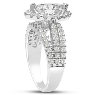 1 2/3 Carat Marquise Halo Diamond Engagement Ring in 14 Karat White Gold