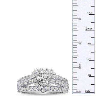 1 2/3 Carat Heart Halo Diamond Engagement Ring in 14 Karat White Gold