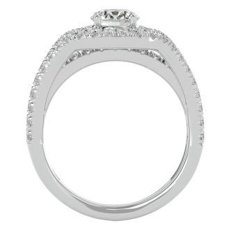 2 Carat Halo Diamond Engagement Ring in 14 Karat White Gold.  Fabulous Massive Ring!