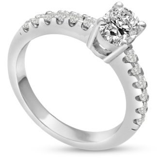 1 1/3ct Oval Diamond Engagement Ring Crafted in 14 Karat White Gold