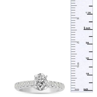 1 1/3 Carat Oval Shape Diamond Engagement Ring Crafted in 14 Karat White Gold