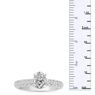 1 1/3ct Oval Diamond Engagement Ring Crafted in 14 Karat White Gold