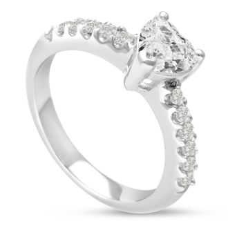 1 1/3ct Heart Shaped Diamond Engagement Ring Crafted in 14 Karat White Gold