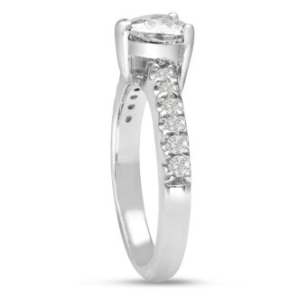 1 1/3ct Heart Shaped Diamond Engagement Ring Crafted in 14 Karat White Gold