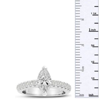 1 1/3 Carat Marquise Cut Diamond Engagement Ring in 14 Karat White Gold