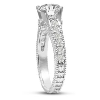 1 2/3 Carat Round Diamond Engagement Ring in 14 Karat White Gold